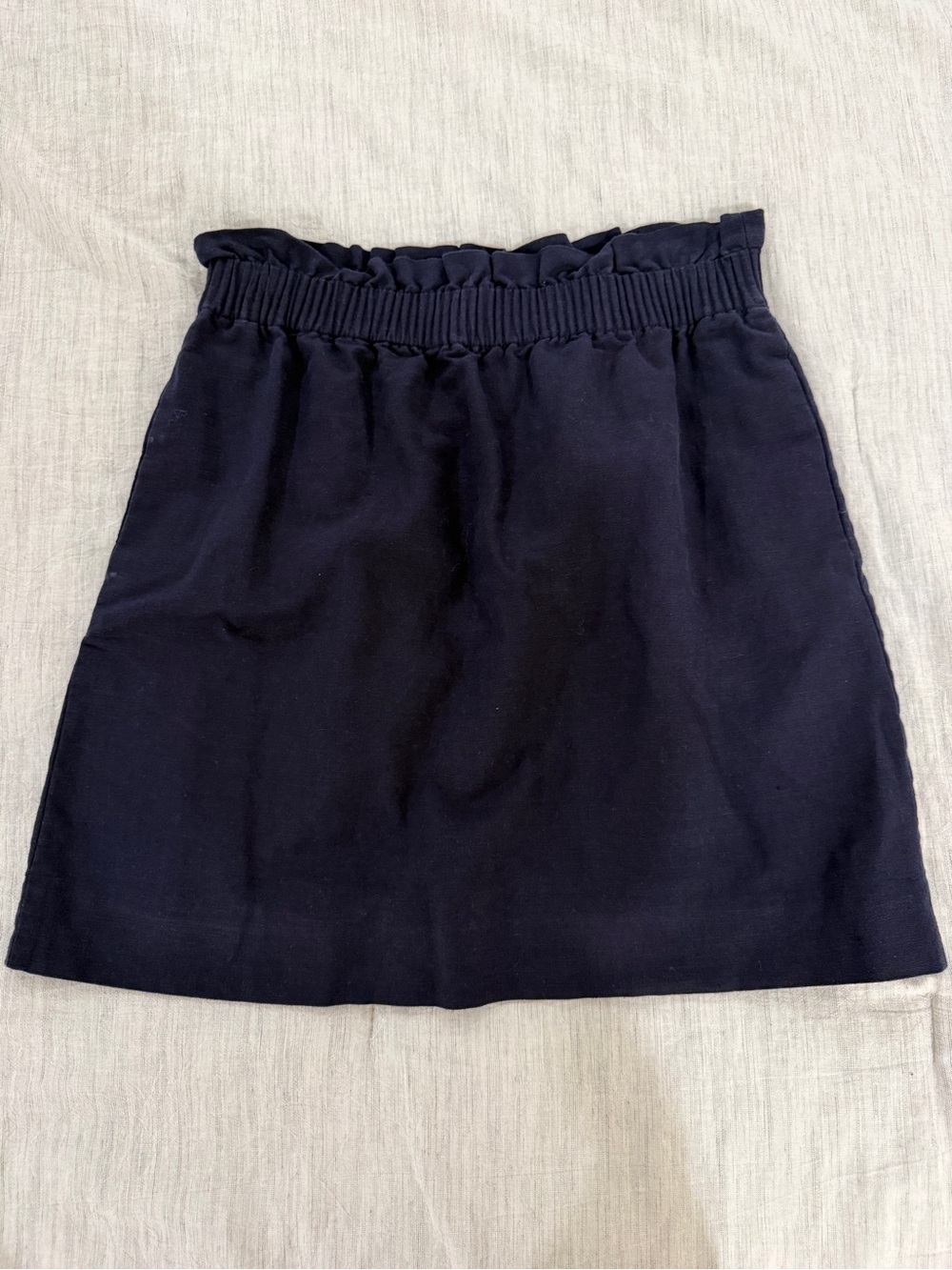 J. Crew Navy Ruffled Elastic-Waist Mini Skirt